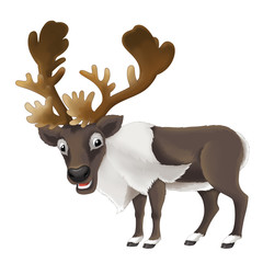 cartoon happy and funny animal - isolated reindeer - illustration for children