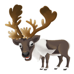 cartoon happy and funny animal - isolated reindeer - illustration for children