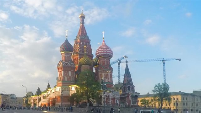 St. Basil's Cathedral On sunny Summer Day Timelapse
