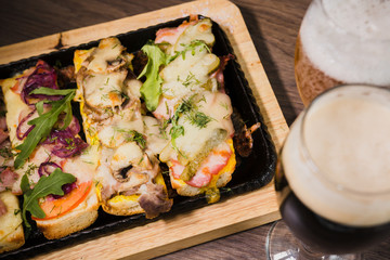 Snack to beer in the form of sandwiches with meat