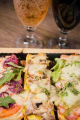 Snack to beer in the form of sandwiches with meat