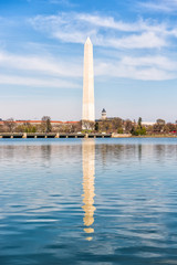 Tidal Basin with Washington Monument reflection and Old Post Office building