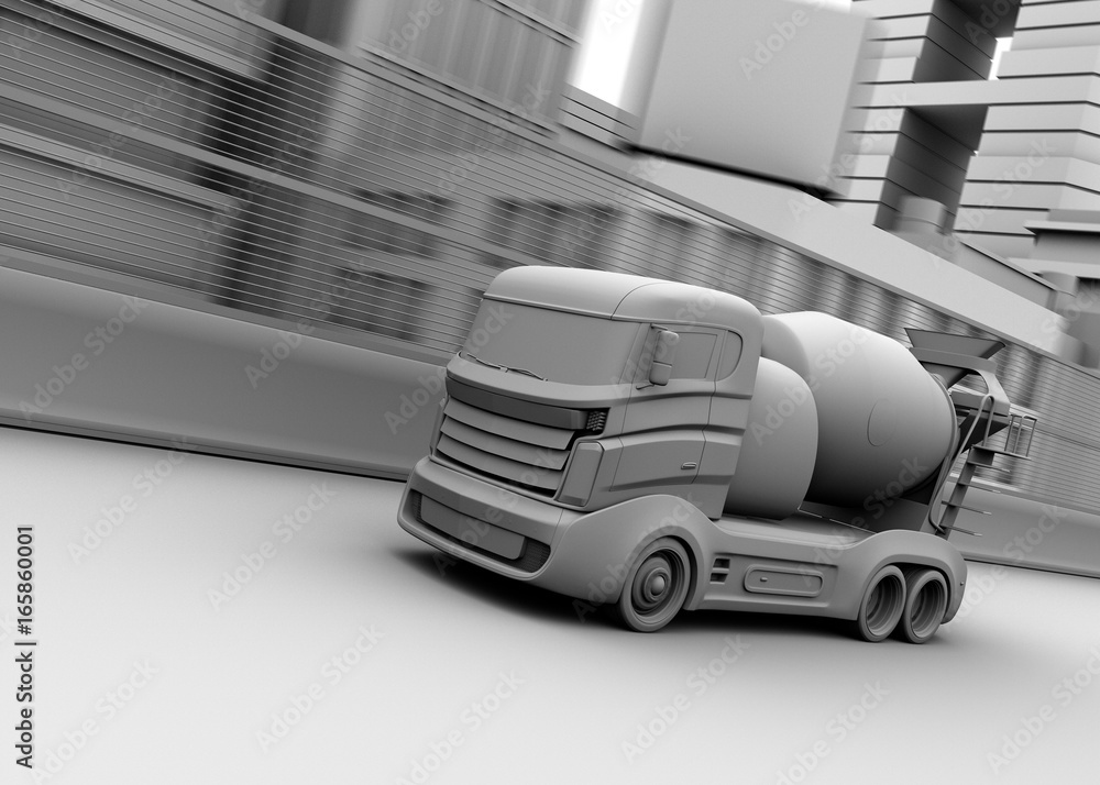 Aufkleber 3d clay render of concrete mixer. 3d rendering image.