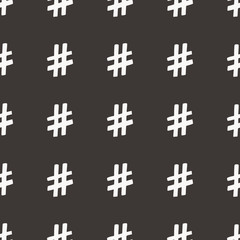 Hand drawn Hashtag symbol seamless pattern.