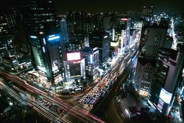 Fototapeta premium On the roof of the building at Gangnam Station intersection; Gangnam Station