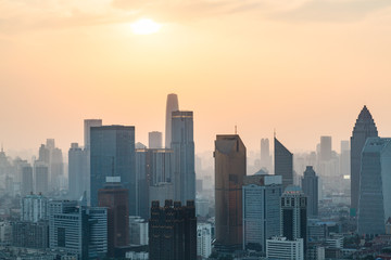 Fototapeta na wymiar tianjin skyline at twilight,high angle,china.