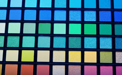 multicolored eye shadows close up