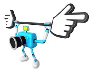 That sky blue Camera holding a large cursor indicate a direction. Create 3D Camera Robot Series.