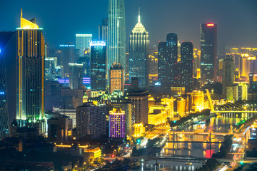 Fototapeta premium night view of tianjin city skyline,china.