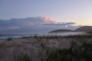 Boomerang Beach in New South Wales Australia at sunset