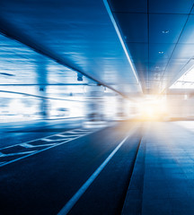 modern building hallway with marbled floor,blue toned,china.