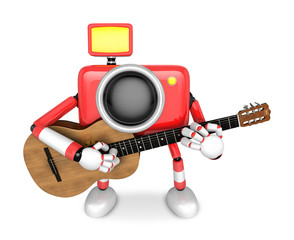 To the front toward the red Camera Character playing the guitar. Create 3D Camera Robot Series.