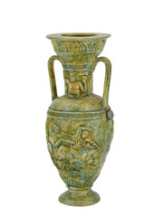 Ancient Greek clay vase with frescoes on isolated background