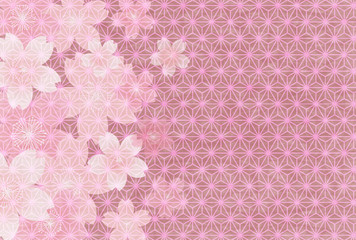 桜　年賀状　和紙　背景