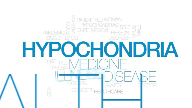 Hypochonria animated word cloud, text design animation. Kinetic typography.