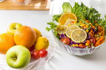 salad with fresh fruits and vegetables
