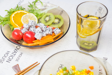 salad with fresh fruits and vegetables