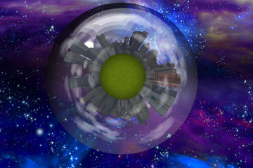 Large city ship orbits in space  Some elements provided courtesy of NASA
