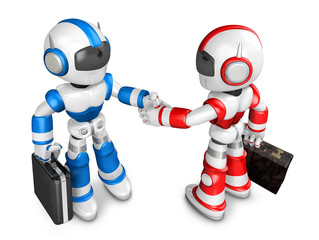 Shake hands Blue robot 