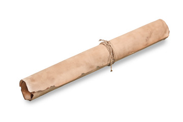 rolled old paper isolated on a white background