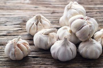 Garlic on the wooden background