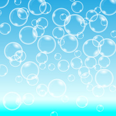 Vector Bubbles on Blue Background.