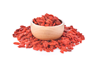 Dried goji berries  on white background