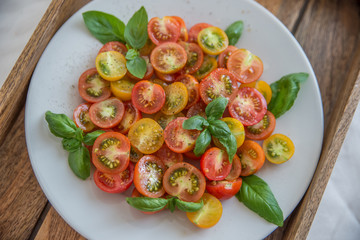Tomaten Salat mit Basilikum