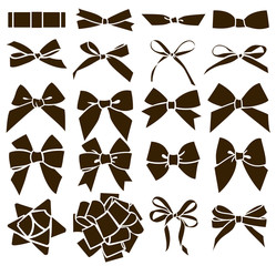 Vector set of decorative bow silhouette.  - 165875423