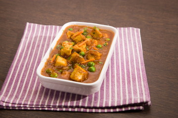 Paneer Masala with Peas or Cheese Cooked with Peas, Indian Dish