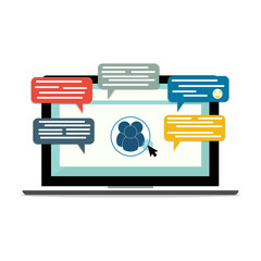 business onlie group chat laptop vector