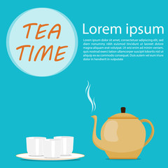 tea pot and cup,tea time concept vector