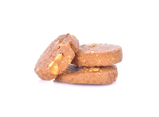 Chocolate peanut cookies on white backgroung