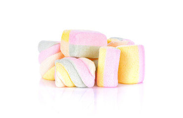 marshmallows on white background