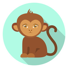 Fototapeta premium Affe Tier Flat Design Vektor Grafik Illustration Icon