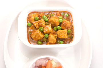Cheese Cooked with Peas, Indian Dish