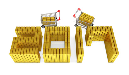 A pile of Gold Bar in 2017 Year. New Year Typographic Arts Card.