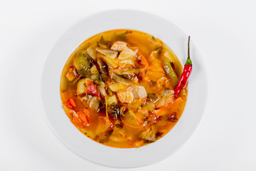 Hot Chicken Soup with Vegetables