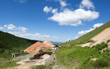 destroyed building mines in the Altai Mountains