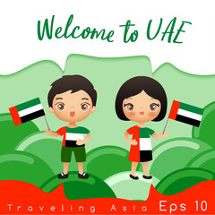 Boy and girl with national flag : Vector Illustration