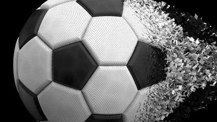 
Crashed Soccer Ball. 3D illustration. 3D rendering.