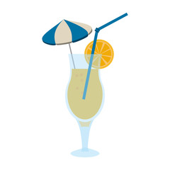 tropical cocktail with umbrella straw and garnish icon image