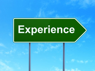 Finance concept: Experience on road sign background