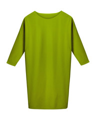 Modern classic light chartreuse green office business dress with long sleeves isolated on white