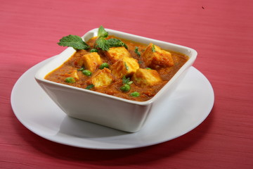 Cheese Cooked with Peas, Indian Dish