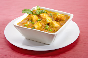 Cheese Cooked with Peas, Indian Dish