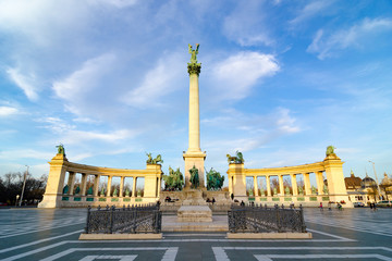 Fototapeta na wymiar Millennium Monument on the Heroes' Square - Major square in Budapest, Hungary.