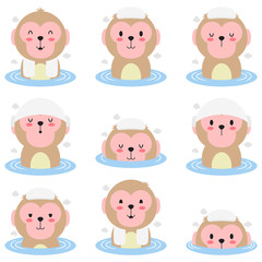 Cute Monkey Hot Bath
