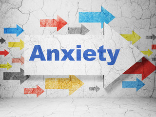 Obraz premium Health concept: arrow with Anxiety on grunge wall background