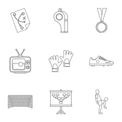 Football briefing icons set, outline style